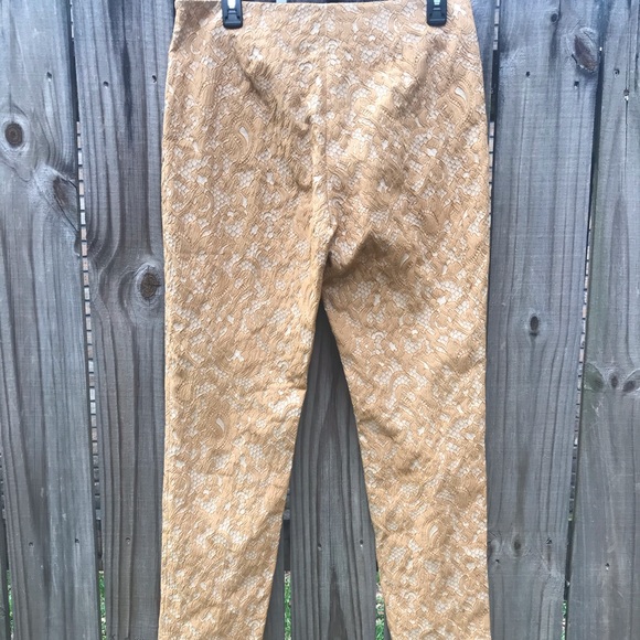 Anthropologie Paperwhite Gold Lace Pants - Picture 4 of 4